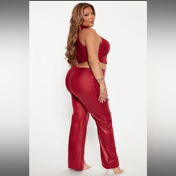 Red leather pants set - Picture 1 of 2